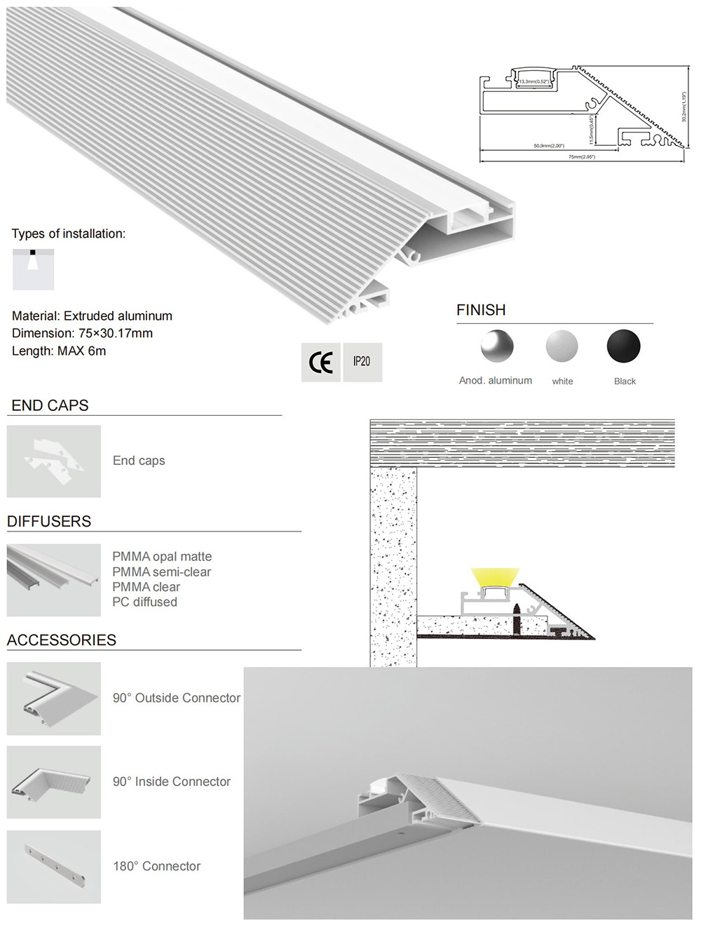 Crown Molding Soffit Lighting LED Channels Surface Mounted