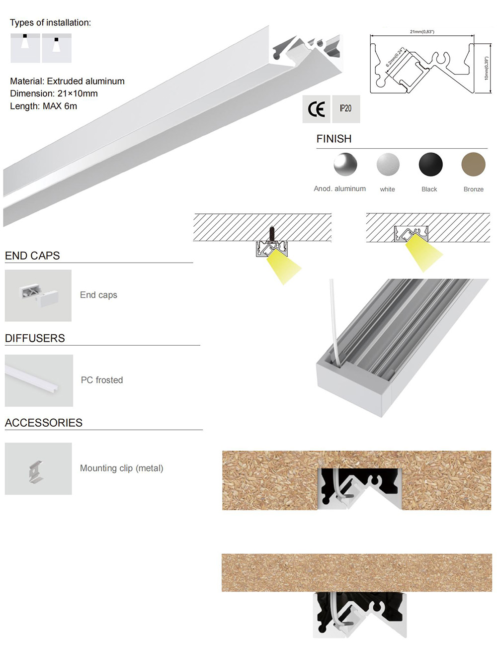 Recessed Under Shelf Lighting Aluminum Channels