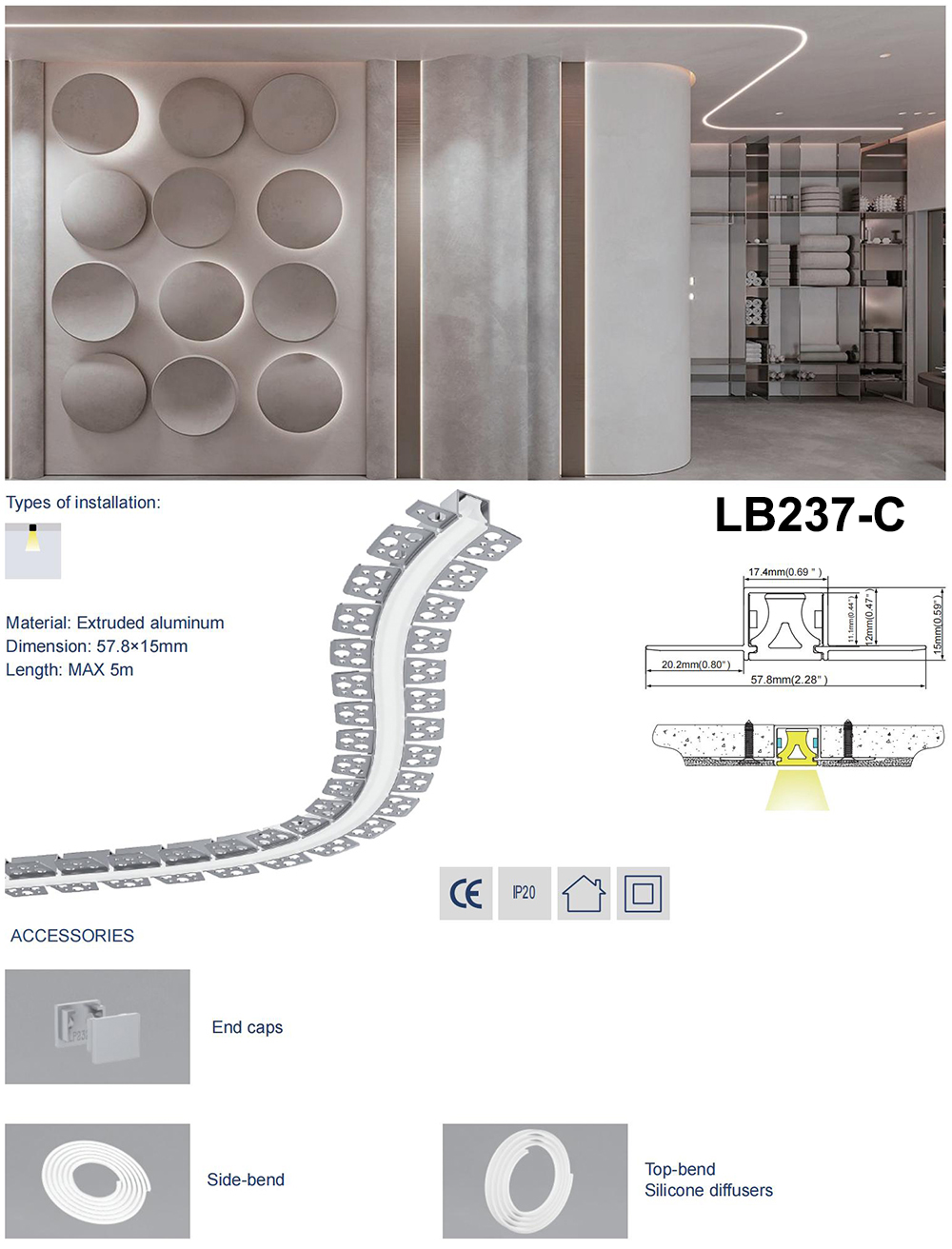 Curved aluminum LED profile