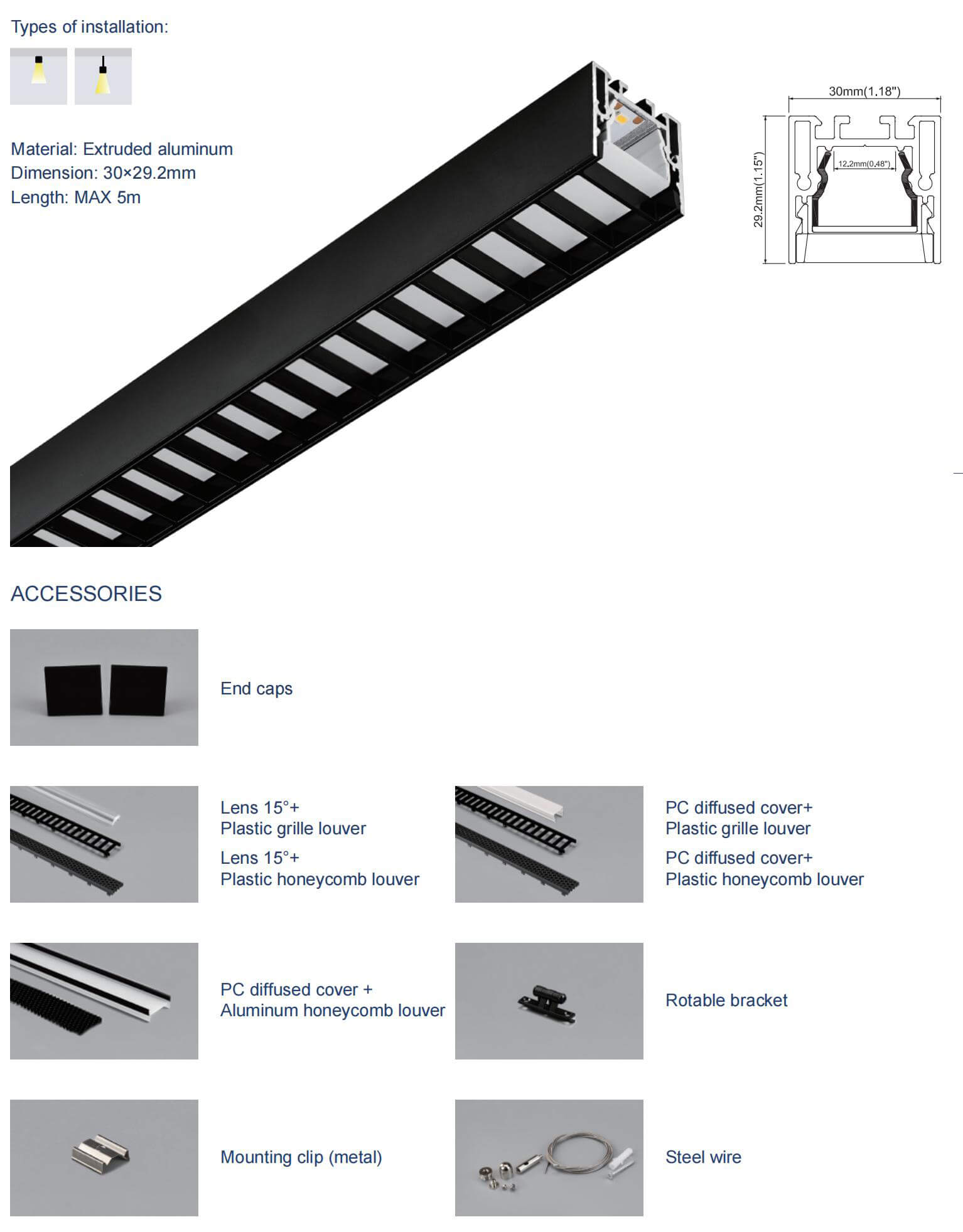 LB255 anti-glare LED strip profiles