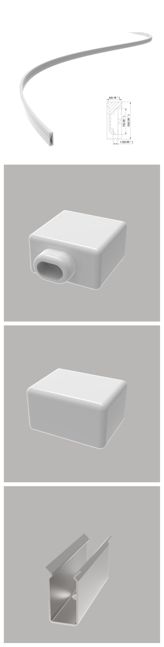 Waterproof silicone low profile flexible led channel