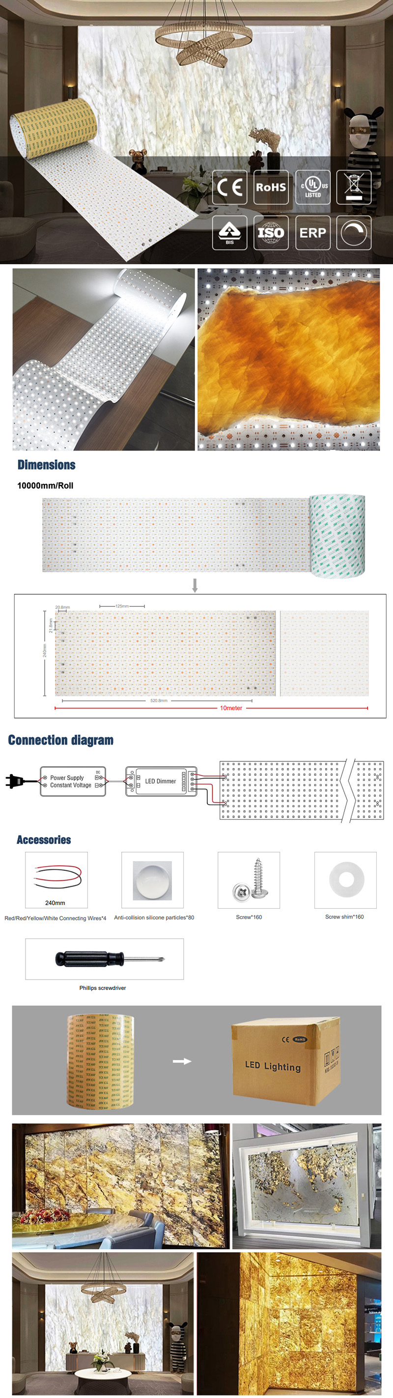 Ultra long cuttable LED sheet panel