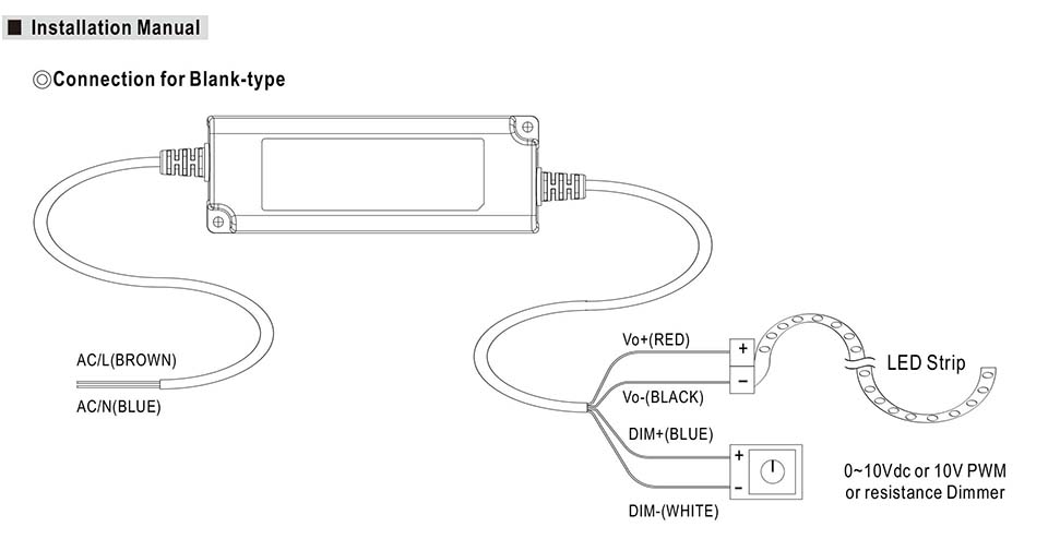 PWM-40 Meanwell - Alimentatore LED 40W - Tensione Costante CV - Dimmerabile  - Tensioni 12V. 24V. 36V. 48V