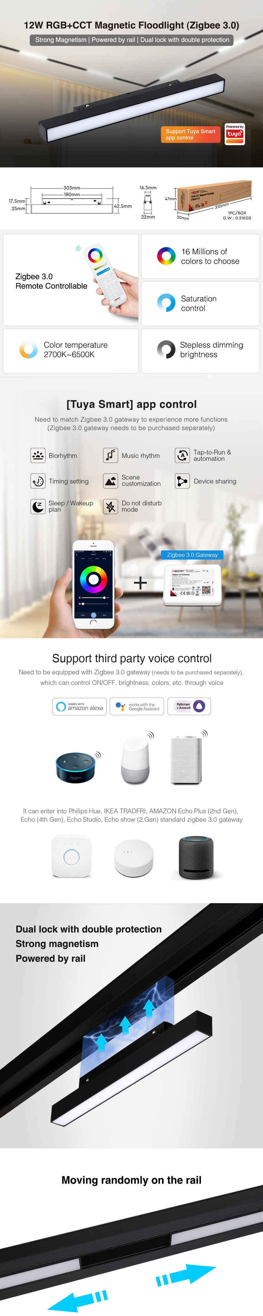 48V 12W Zigbee 3.0 MiBoxer RGB CCT Floodlight