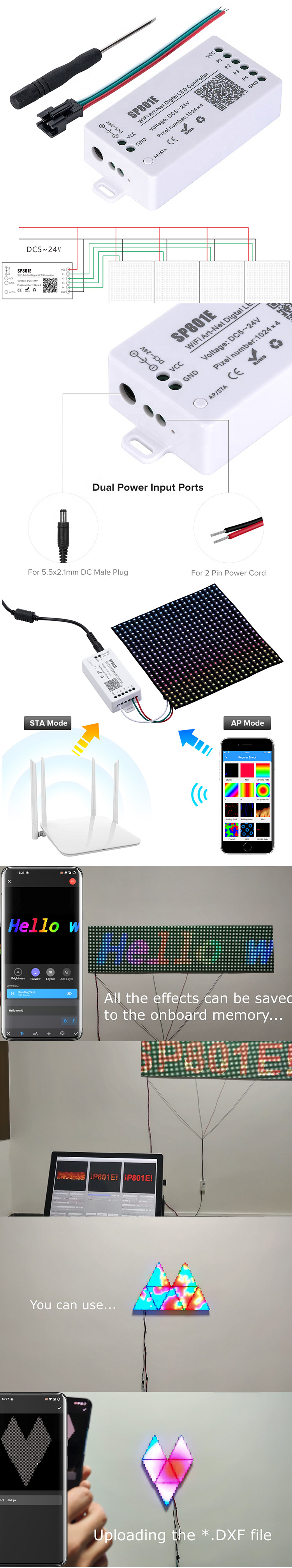 SP801E WiFi Art-Net Pixel Smart LED Controller APP Controllable