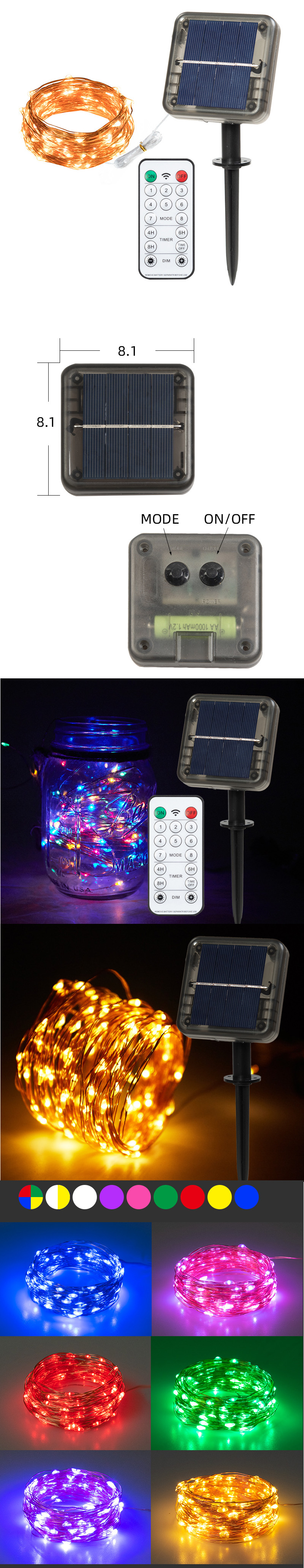 Outdoor Solar Fairy String Lights With Remote