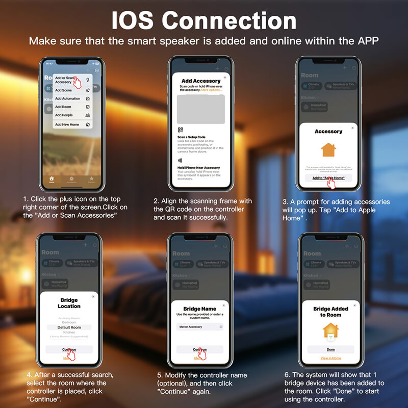 How to connect the matter thread LED dimmer to IOS