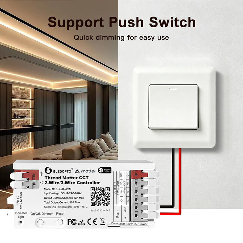 The Matter smart dimmer support push switch dimming
