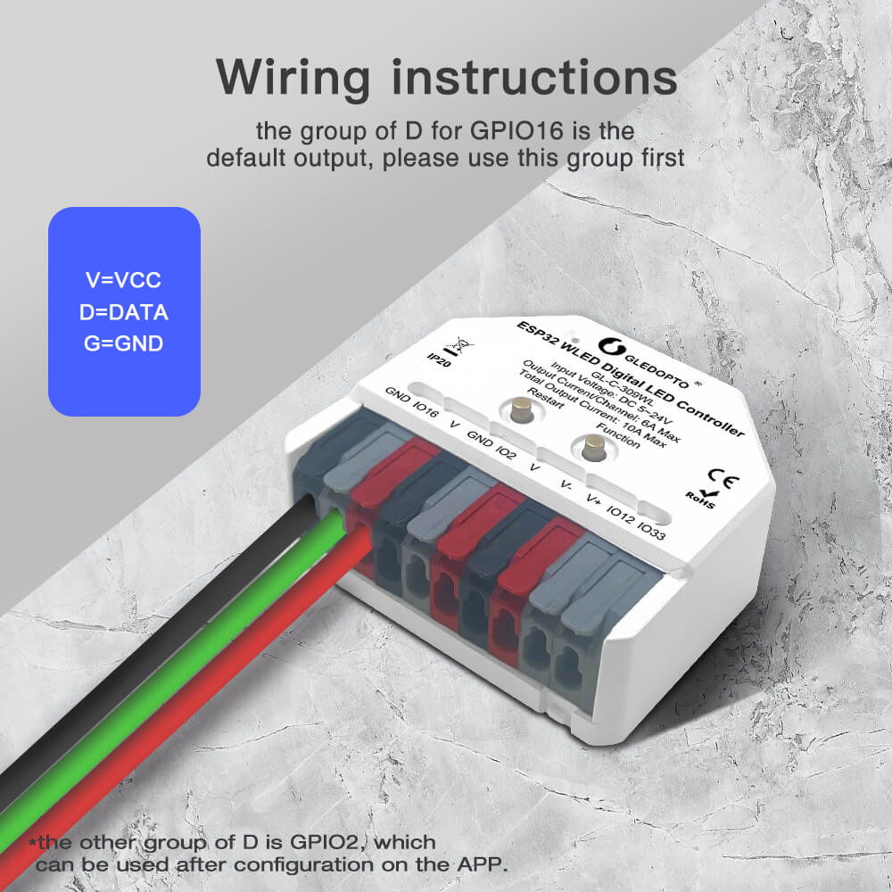 Mini ESP WLED controller wiring diagram